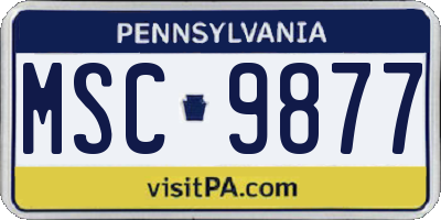 PA license plate MSC9877