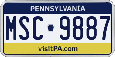 PA license plate MSC9887