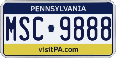 PA license plate MSC9888