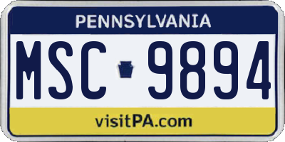 PA license plate MSC9894