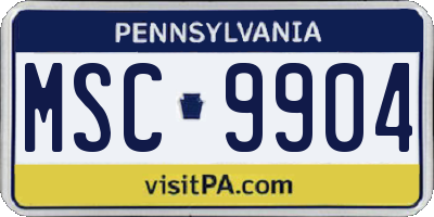 PA license plate MSC9904