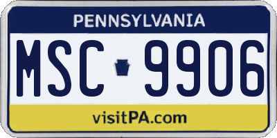PA license plate MSC9906