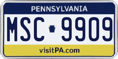 PA license plate MSC9909