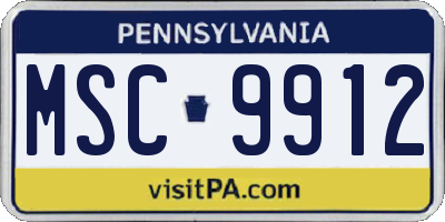 PA license plate MSC9912