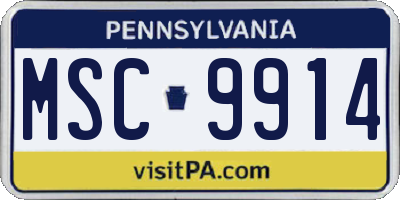 PA license plate MSC9914