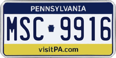 PA license plate MSC9916