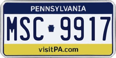 PA license plate MSC9917