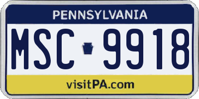 PA license plate MSC9918