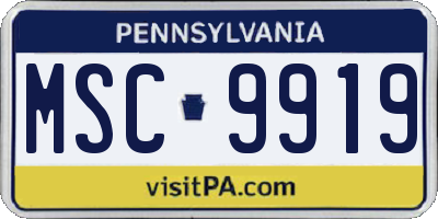 PA license plate MSC9919