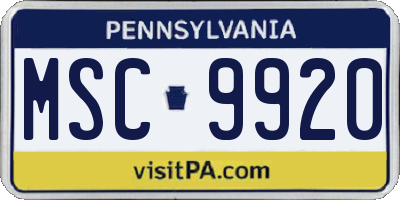 PA license plate MSC9920
