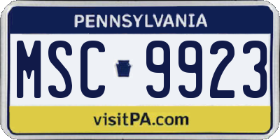 PA license plate MSC9923