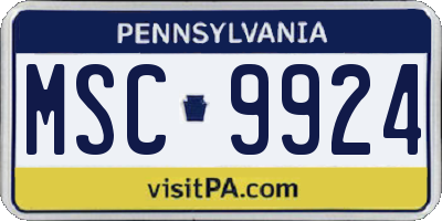 PA license plate MSC9924