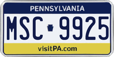 PA license plate MSC9925