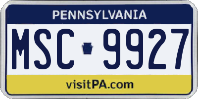 PA license plate MSC9927