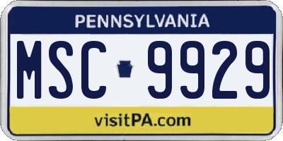 PA license plate MSC9929