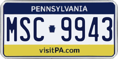 PA license plate MSC9943