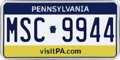 PA license plate MSC9944