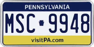 PA license plate MSC9948