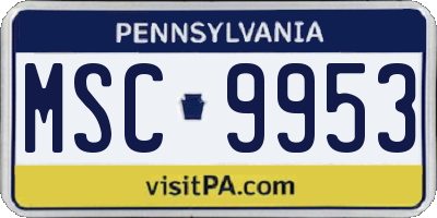 PA license plate MSC9953
