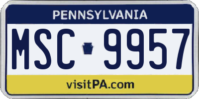 PA license plate MSC9957