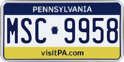 PA license plate MSC9958
