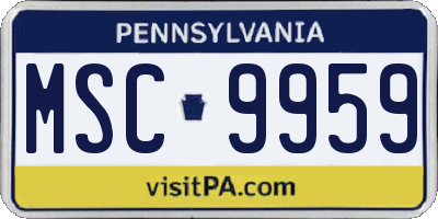 PA license plate MSC9959
