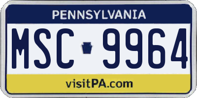 PA license plate MSC9964