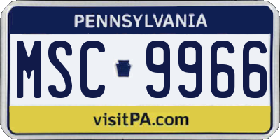 PA license plate MSC9966
