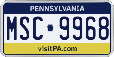PA license plate MSC9968