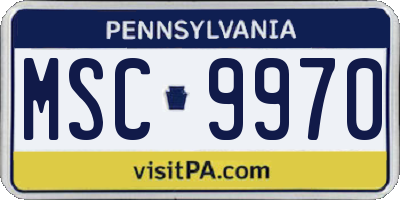 PA license plate MSC9970
