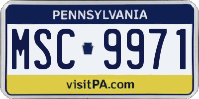 PA license plate MSC9971