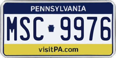 PA license plate MSC9976