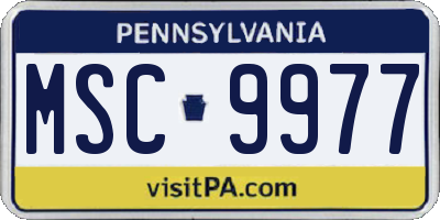 PA license plate MSC9977