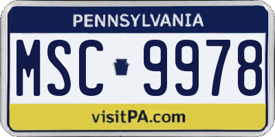 PA license plate MSC9978