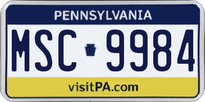 PA license plate MSC9984