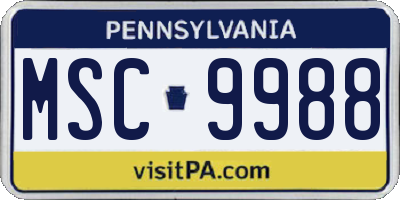 PA license plate MSC9988
