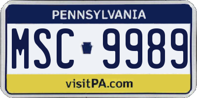 PA license plate MSC9989