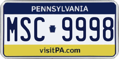 PA license plate MSC9998