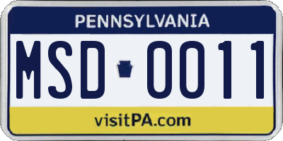 PA license plate MSD0011