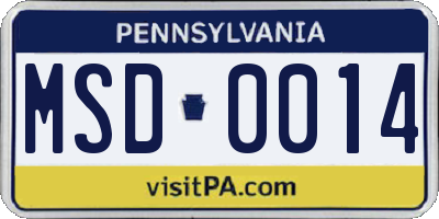 PA license plate MSD0014