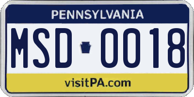 PA license plate MSD0018