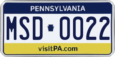 PA license plate MSD0022