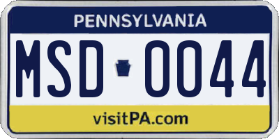 PA license plate MSD0044