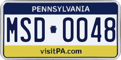 PA license plate MSD0048