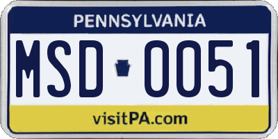 PA license plate MSD0051