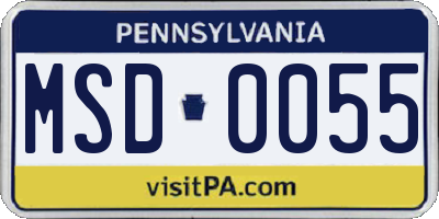 PA license plate MSD0055