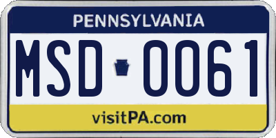 PA license plate MSD0061