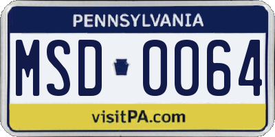PA license plate MSD0064