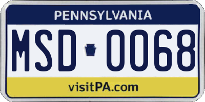 PA license plate MSD0068