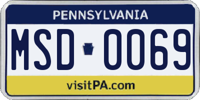 PA license plate MSD0069